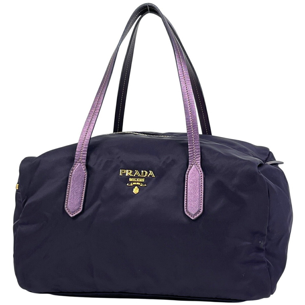 Prada Logo Handbag Shoulder Bag Purple